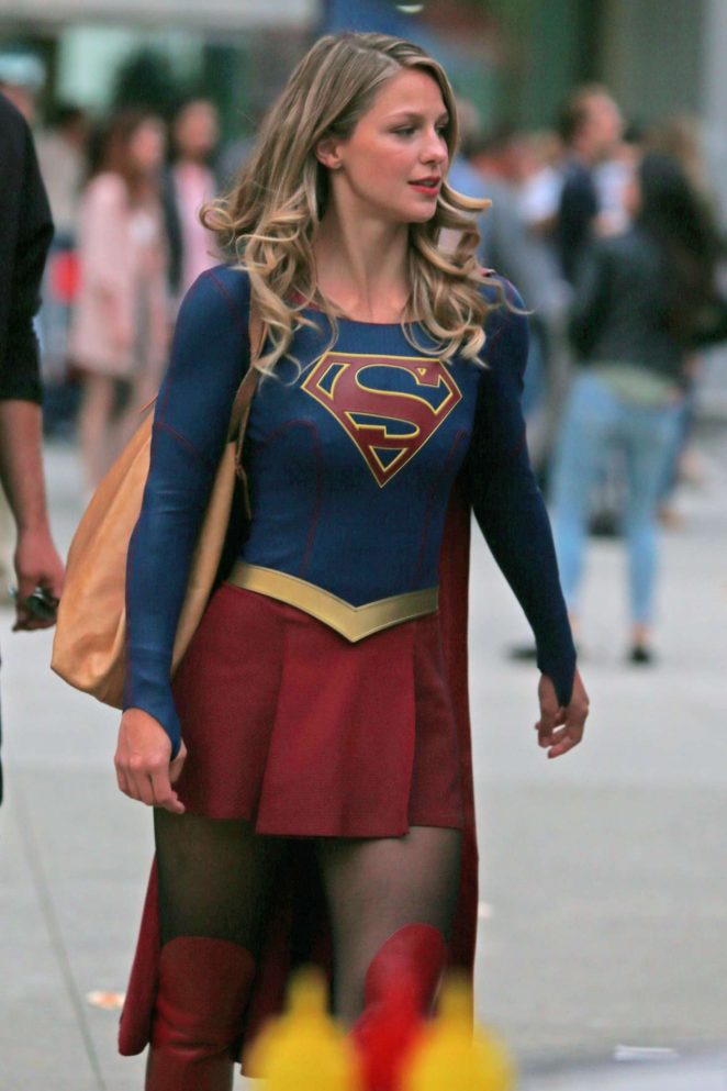 Melissa Benoist - On the set of 'Supergirl' in Vancouver
